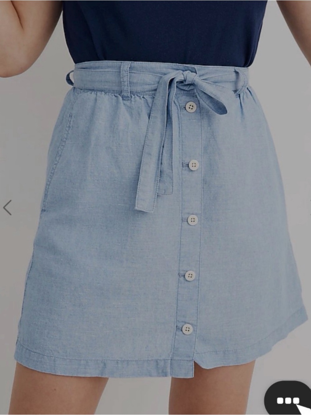Madewell Light Blue Button-Front Tie-Waist denim skirt